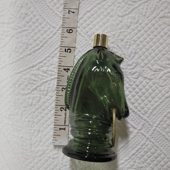 865. 2 Avon VTG Horse Head Glass Bottle Green Empty - Picture 1 of 10